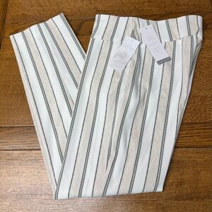 NWT New Directions Neutral/Olive Striped Pants Size 10